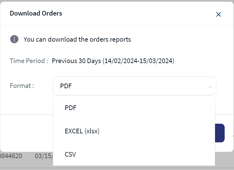 Orders Download Options